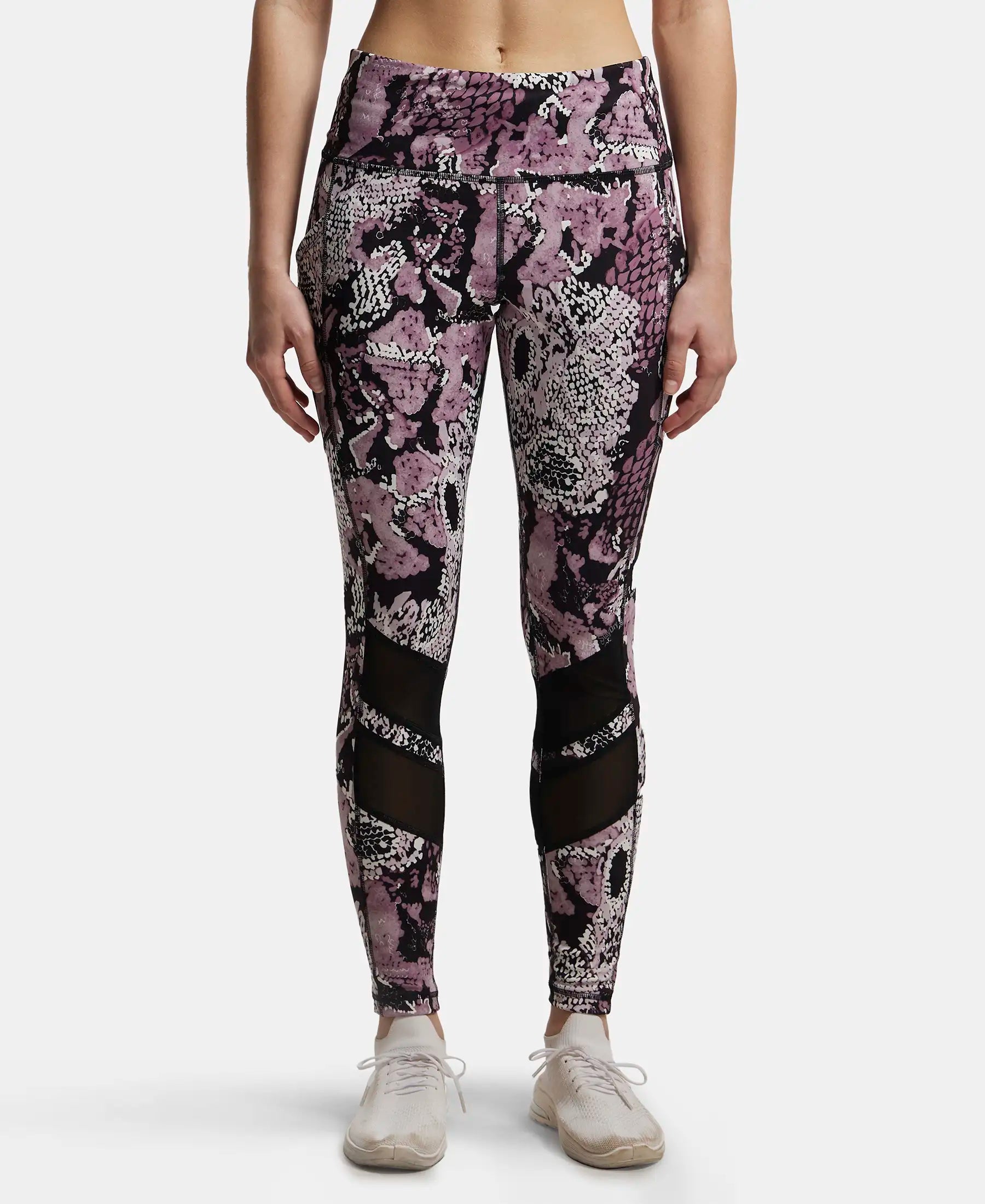 Buy Microfiber Elastane Performance Leggings with Breathable Mesh Old Rose Printed MW38 Jockey India