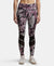 Microfiber Elastane Performance Leggings with Breathable Mesh - Old Rose Printed-1