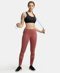 Microfiber Elastane Performance Leggings with Breathable Mesh - Withered Rose-6