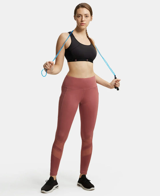 Microfiber Elastane Performance Leggings with Breathable Mesh - Withered Rose-6