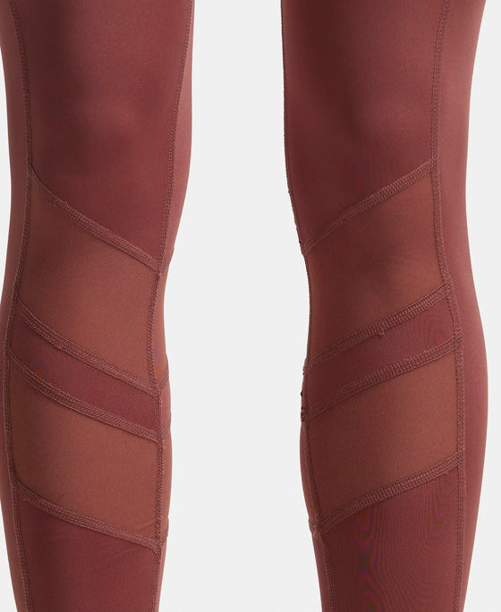 Microfiber Elastane Performance Leggings with Breathable Mesh - Withered Rose-9
