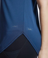 Microfiber Fabric Relaxed Fit Solid Curved Hem Styled Half Sleeve T-Shirt - Cosmic Sapphire-7