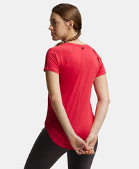 Microfiber Fabric Relaxed Fit Solid Curved Hem Styled Half Sleeve T-Shirt - Virtual Pink-3