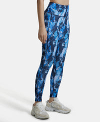 Microfiber Elastane Performance 7/8th Leggings with Broadwaistband & Back Pocket - Sky Captain Printed-2