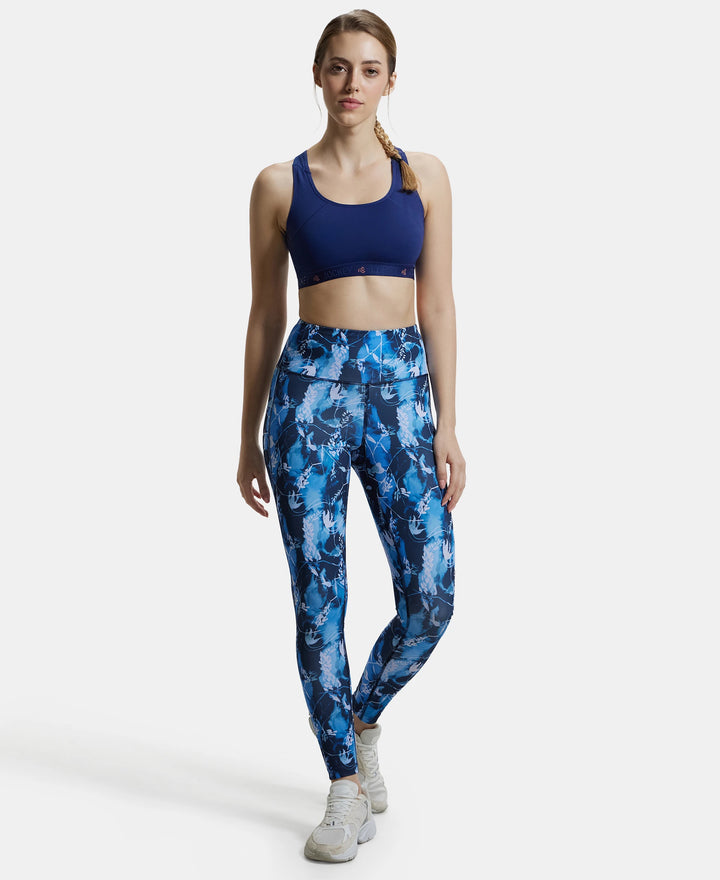 Microfiber Elastane Performance 7/8th Leggings with Broadwaistband & Back Pocket - Sky Captain Printed-4