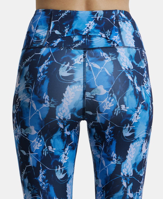 Microfiber Elastane Performance 7/8th Leggings with Broadwaistband & Back Pocket - Sky Captain Printed-7