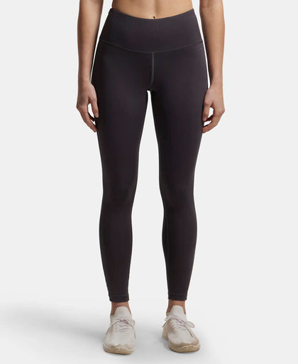 Microfiber Elastane Performance 7/8th Leggings with Broadwaistband & Back Pocket - Forged Iron-1