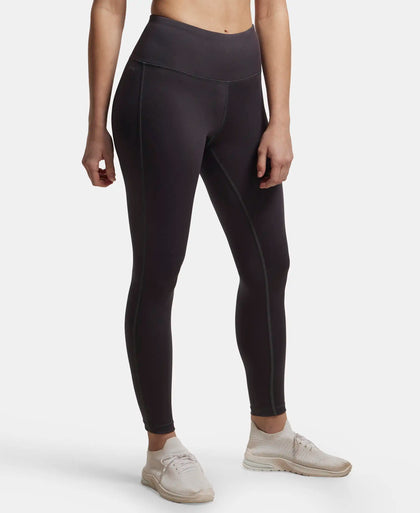 Microfiber Elastane Performance 7/8th Leggings with Broadwaistband & Back Pocket - Forged Iron-2
