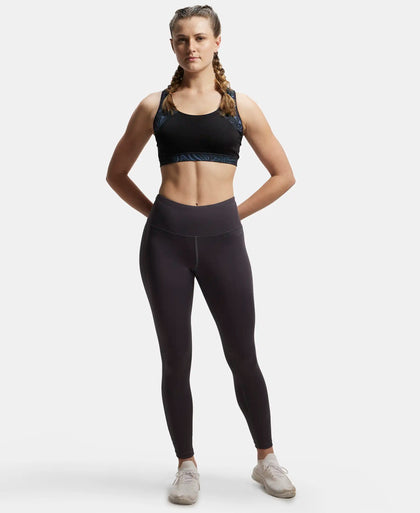 Microfiber Elastane Performance 7/8th Leggings with Broadwaistband & Back Pocket - Forged Iron-4