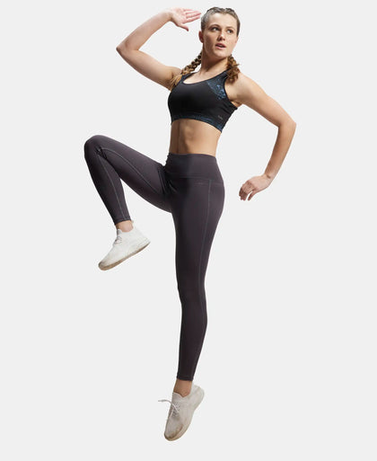 Microfiber Elastane Performance 7/8th Leggings with Broadwaistband & Back Pocket - Forged Iron-6