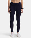 Microfiber Elastane Performance 7/8th Leggings with Broadwaistband & Back Pocket - Peacoat-1