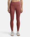 Microfiber Elastane Performance 7/8th Leggings with Broadwaistband & Back Pocket - Withered Rose-1