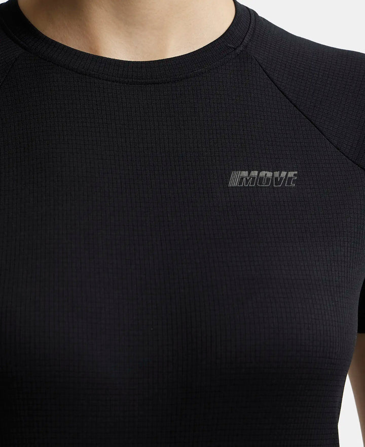 Microfiber Fabric Relaxed Fit Half Sleeve Breathable Mesh T-Shirt - Black-8