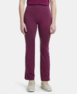 Microfiber Elastane Stretch Regular Fit Flared Pants with StayFresh Treatment - Grape Wine-1