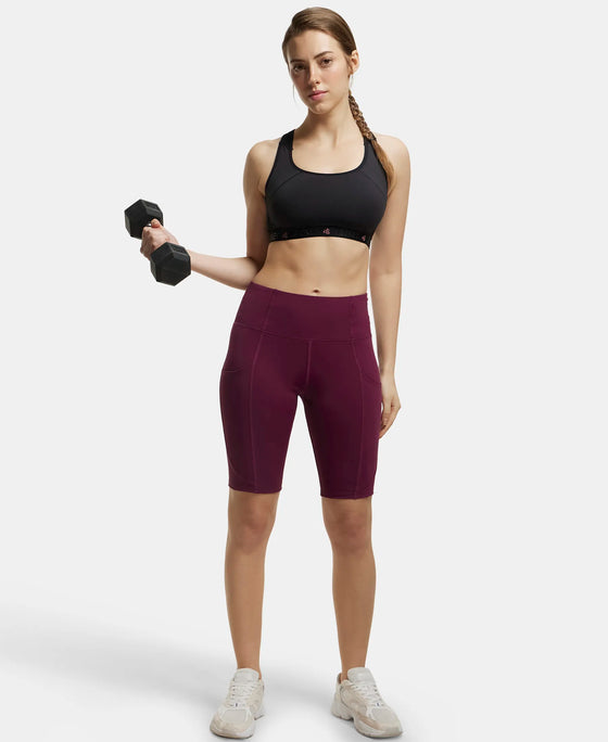 Microfiber Elastane Slim Fit Shorts with Side Pockets - Grape Wine-6