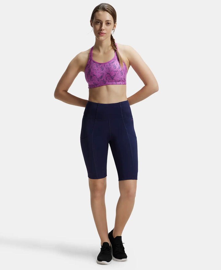 Microfiber Elastane Slim Fit Shorts with Side Pockets - Peacoat-4