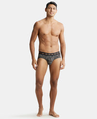 Super Combed Cotton Elastane Printed Brief with Ultrasoft Waistband - Black-4