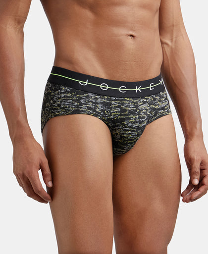 Super Combed Cotton Elastane Printed Brief with Ultrasoft Waistband - White-2