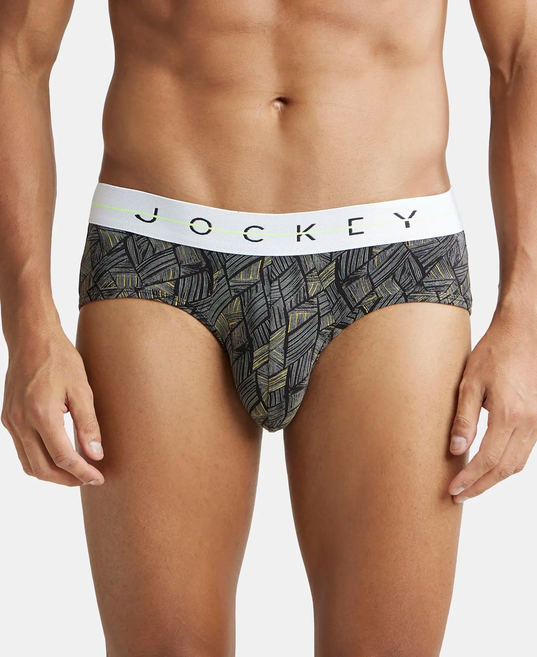 Buy Super Combed Cotton Elastane Printed Brief with Ultrasoft Waistband Black NY01 Jockey India