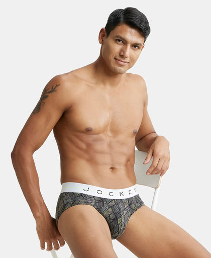 Super Combed Cotton Elastane Printed Brief with Ultrasoft Waistband - Black-5