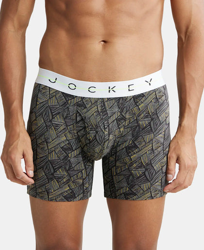 Super Combed Cotton Elastane Printed Boxer Brief with Ultrasoft Waistband - Black-1
