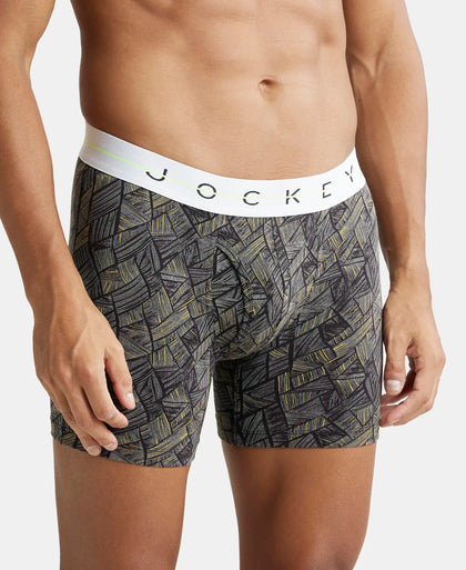 Super Combed Cotton Elastane Printed Boxer Brief with Ultrasoft Waistband - Black-2