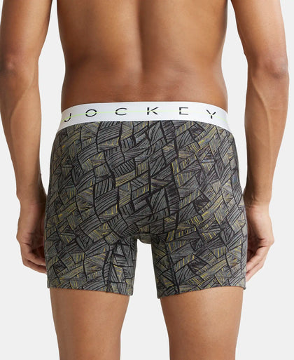 Super Combed Cotton Elastane Printed Boxer Brief with Ultrasoft Waistband - Black-3