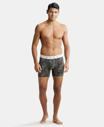 Super Combed Cotton Elastane Printed Boxer Brief with Ultrasoft Waistband - Black-4