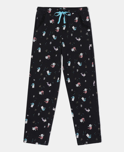 Super Combed Cotton Printed Pyjama - Black Printed-1
