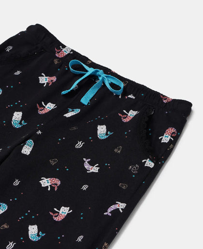 Super Combed Cotton Printed Pyjama - Black Printed-3