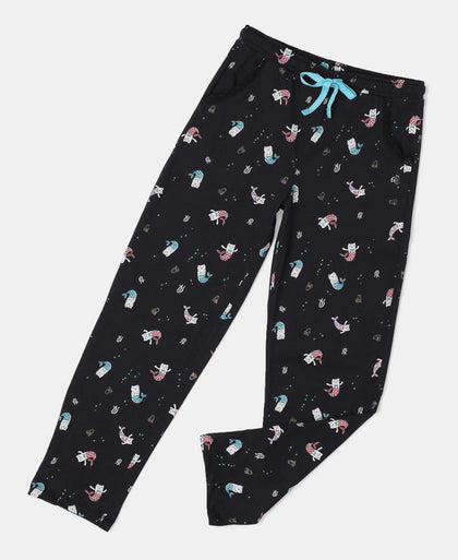 Super Combed Cotton Printed Pyjama - Black Printed-5