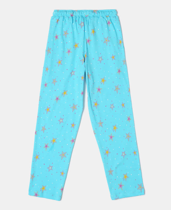 Super Combed Cotton Printed Pyjama - Blue Curacao Printed-2