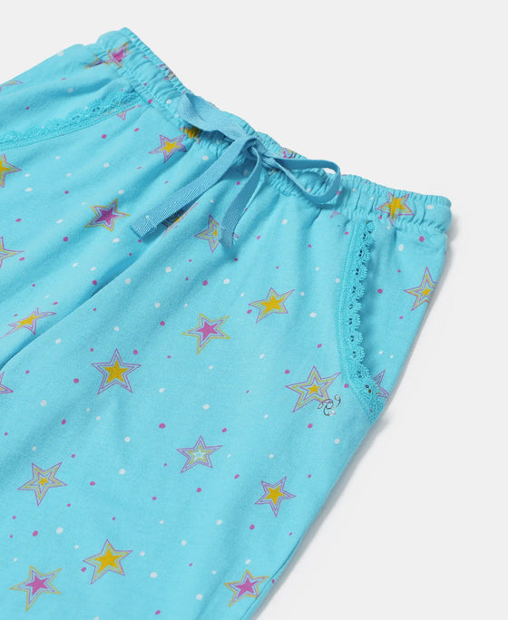Super Combed Cotton Printed Pyjama - Blue Curacao Printed-3