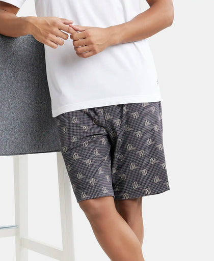 Super Combed Cotton Elastane Stretch Regular Fit Shorts with Side Pockets - Graphite-5