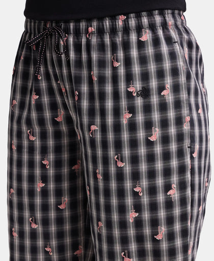 Super Combed Cotton Woven Fabric Relaxed Fit Striped Pyjama with Side Pockets - Black-6