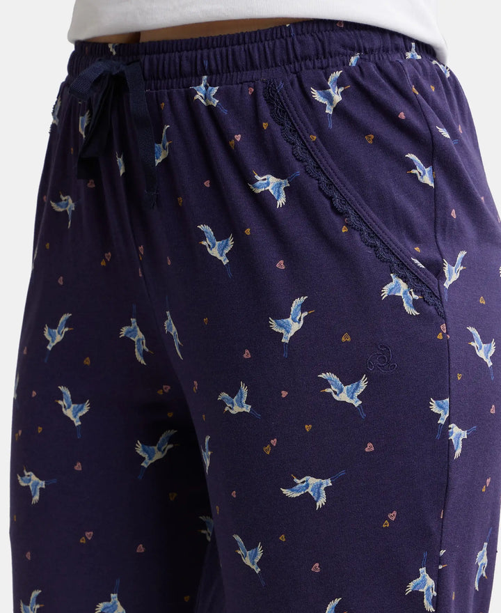 Micro Modal Cotton Relaxed Fit Printed Pyjama with Side Pockets - Classic Navy Assorted Prints-6