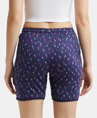 Micro Modal Cotton Relaxed Fit Printed Shorts with Side Pockets - Classic Navy Assorted Prints-3