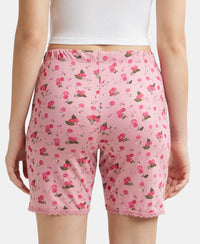 Micro Modal Cotton Relaxed Fit Printed Shorts with Side Pockets - Wild Rose-3