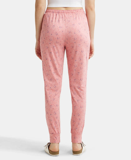 Super Combed Cotton Relaxed Fit Cuffed Hem Styled Printed Pyjama With Side Pockets - Brandied Apricot-3