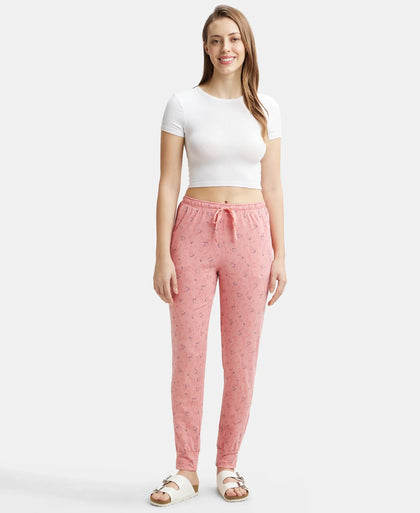 Super Combed Cotton Relaxed Fit Cuffed Hem Styled Printed Pyjama With Side Pockets - Brandied Apricot-4