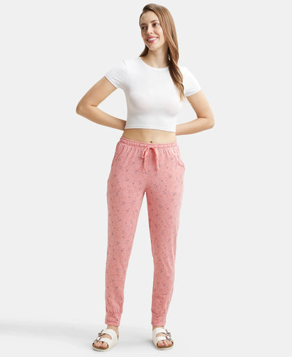 Super Combed Cotton Relaxed Fit Cuffed Hem Styled Printed Pyjama With Side Pockets - Brandied Apricot-6