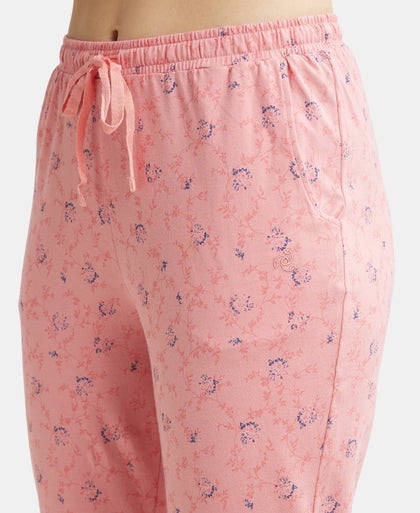 Super Combed Cotton Relaxed Fit Cuffed Hem Styled Printed Pyjama With Side Pockets - Brandied Apricot-7