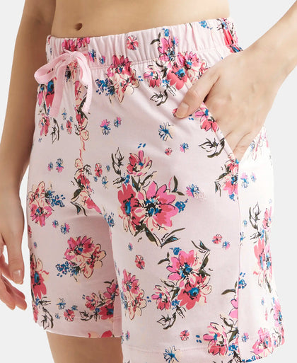Super Combed Cotton Relaxed Fit Printed Shorts with Convenient Side Pockets - Orchid Pink-7