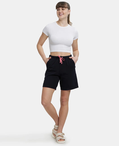 Super Combed Cotton Relaxed Fit Sleep Shorts with Convenient Side Pockets - Black-6
