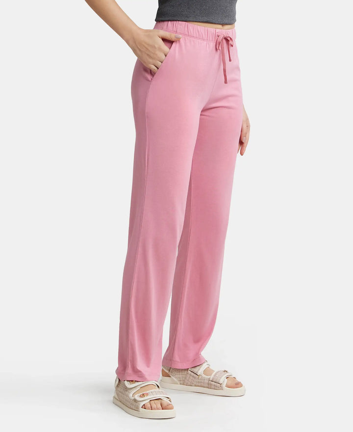 Micro Modal Cotton Relaxed Fit Printed Pyjama with Front Off-Seam Pockets - Wild Rose-2