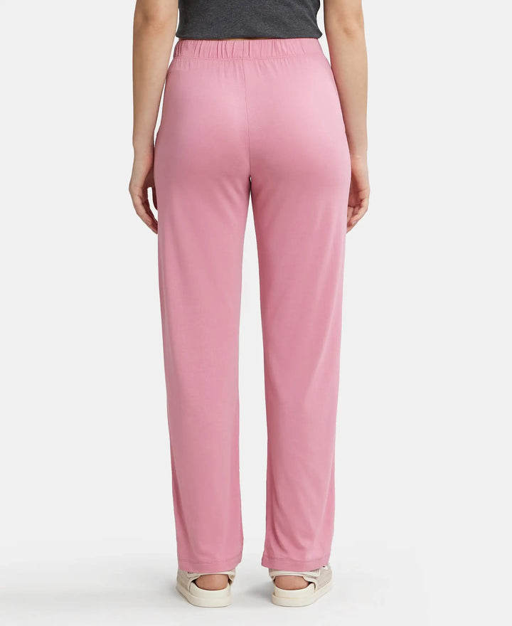 Micro Modal Cotton Relaxed Fit Printed Pyjama with Front Off-Seam Pockets - Wild Rose-3