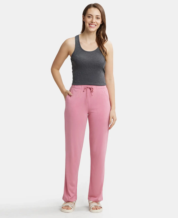 Micro Modal Cotton Relaxed Fit Printed Pyjama with Front Off-Seam Pockets - Wild Rose-4