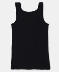 Super Combed Cotton Rib Solid Tank Top - Black-2
