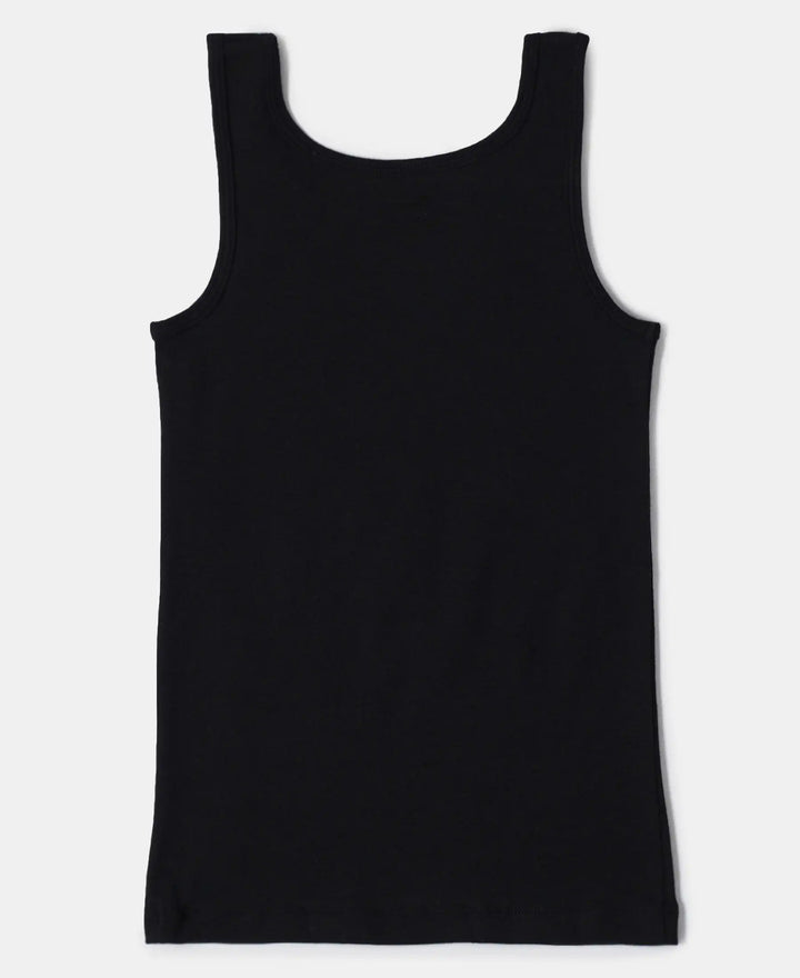 Super Combed Cotton Rib Solid Tank Top - Black-2