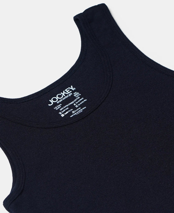 Super Combed Cotton Rib Solid Tank Top - Black-3